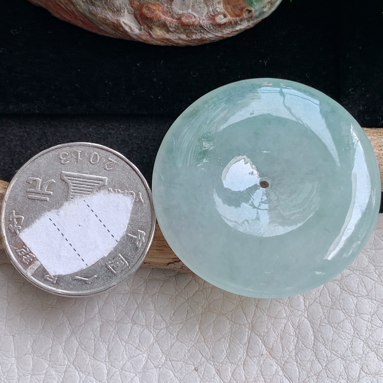 zen实拍36 5.8缅甸翡翠冰润白月光飘花平安扣玉坠