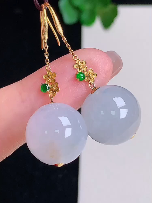  ，18k金镶冰耳坠，无裂，尺寸13.3mm，№;y060188 30