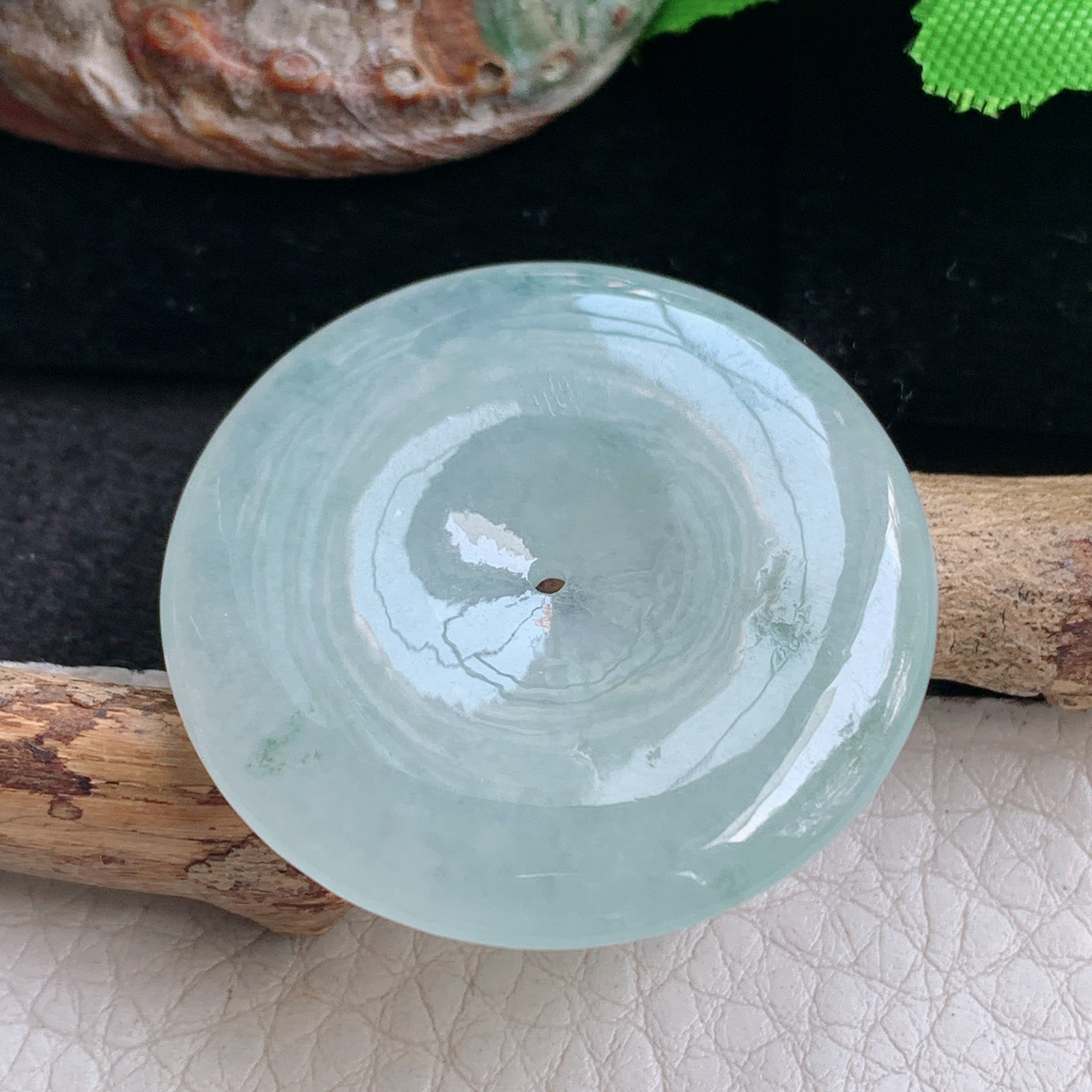 zen实拍36 5.8缅甸翡翠冰润白月光飘花平安扣玉坠