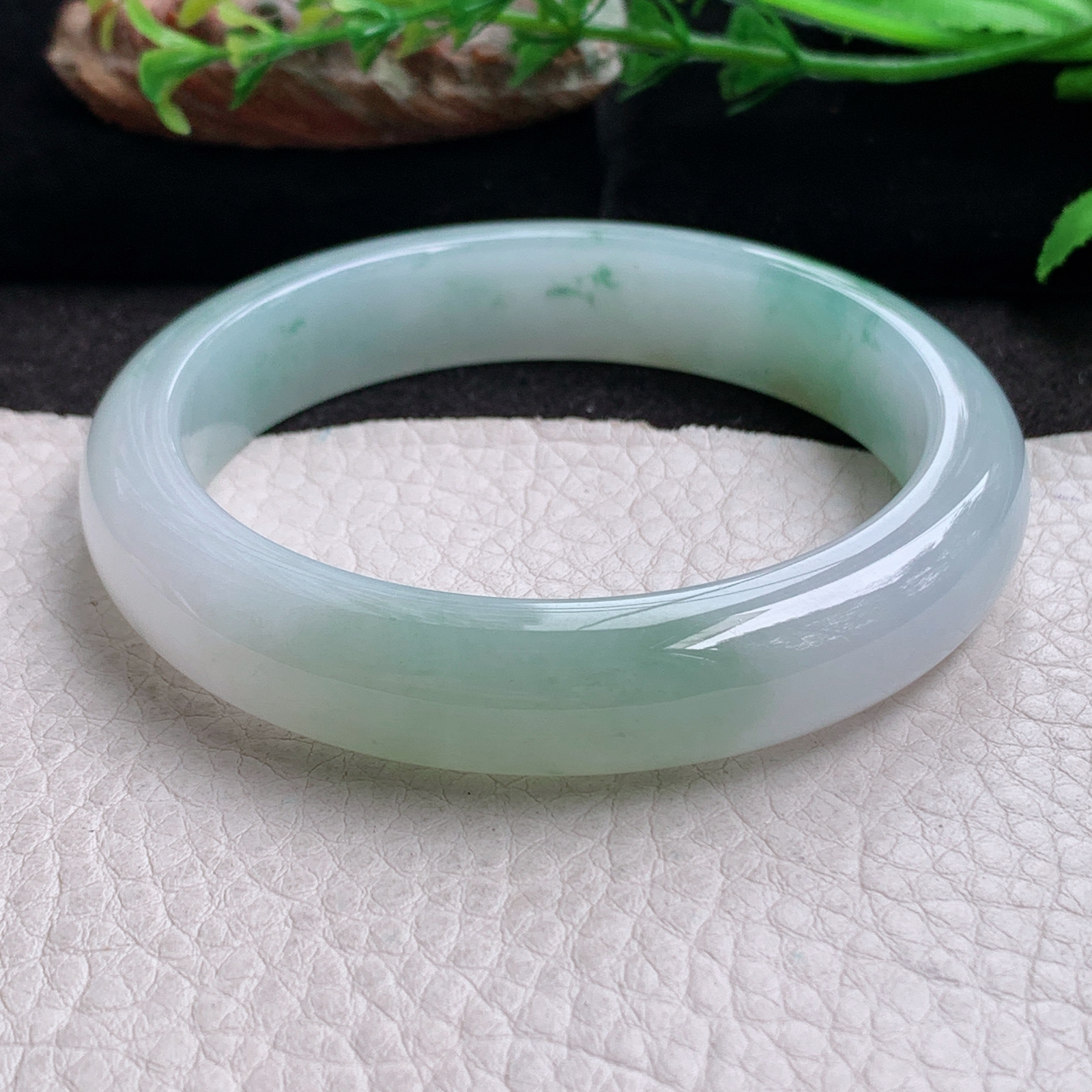 zjf实拍58*12.5*8.2平安镯 缅甸翡翠玉手镯冰飘花厚装正圈玉手环