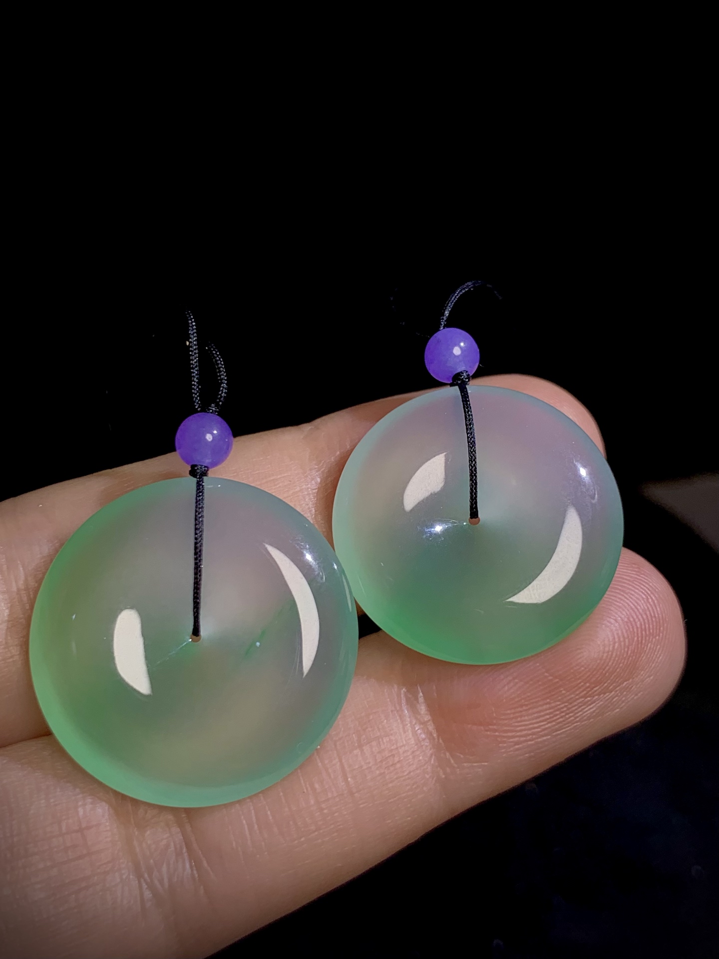 ️ 冰纯高品质平安扣，23.8/4.8mm，5.3g，22.2/4.5mm，4.5g，一对