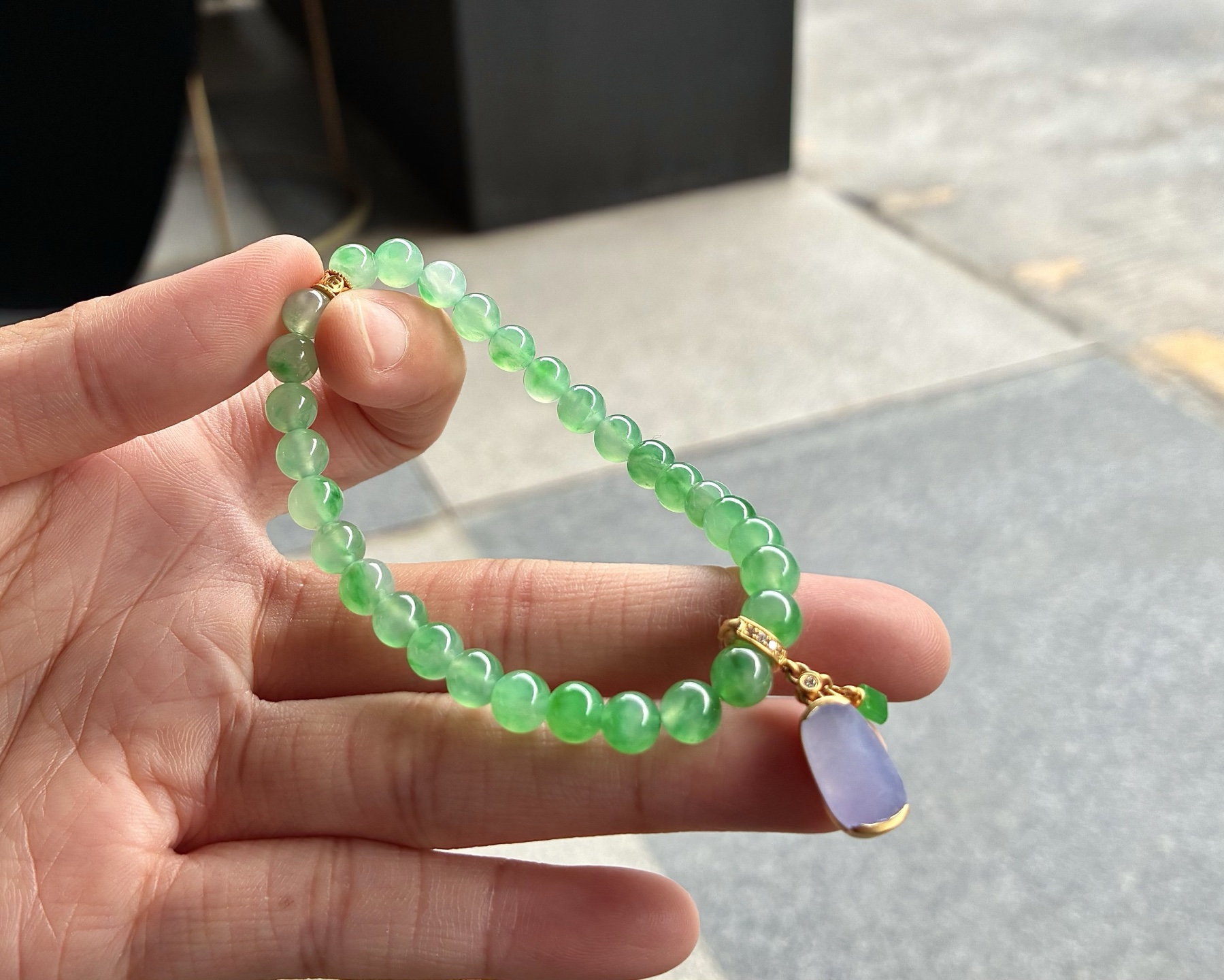 ️ 冰绿珠串🫧玉质细腻，润丽亮泽，珠6/5.6，共30颗