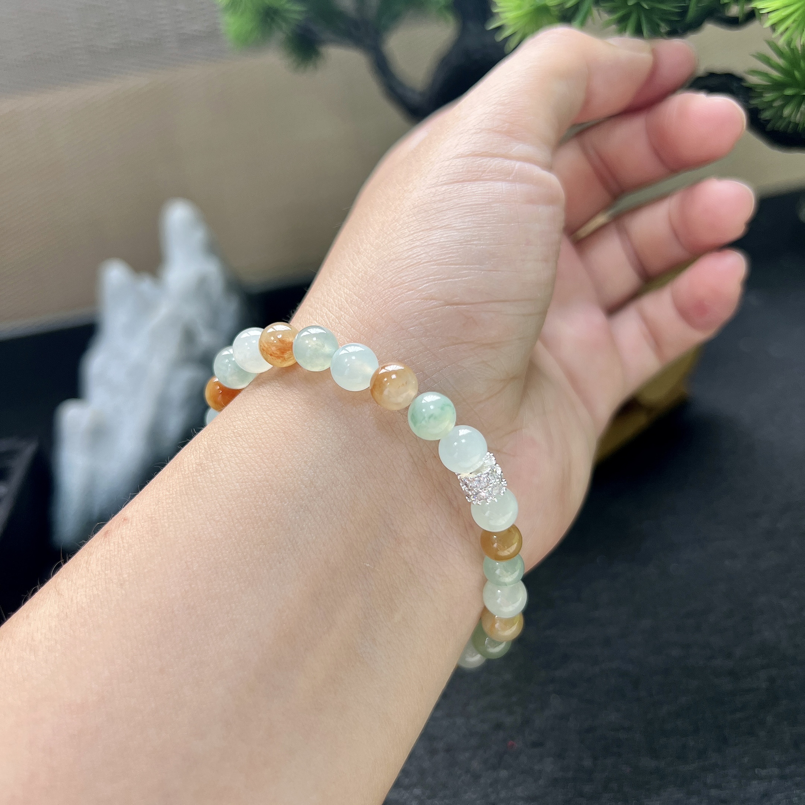 彩色珠子翡翠手链