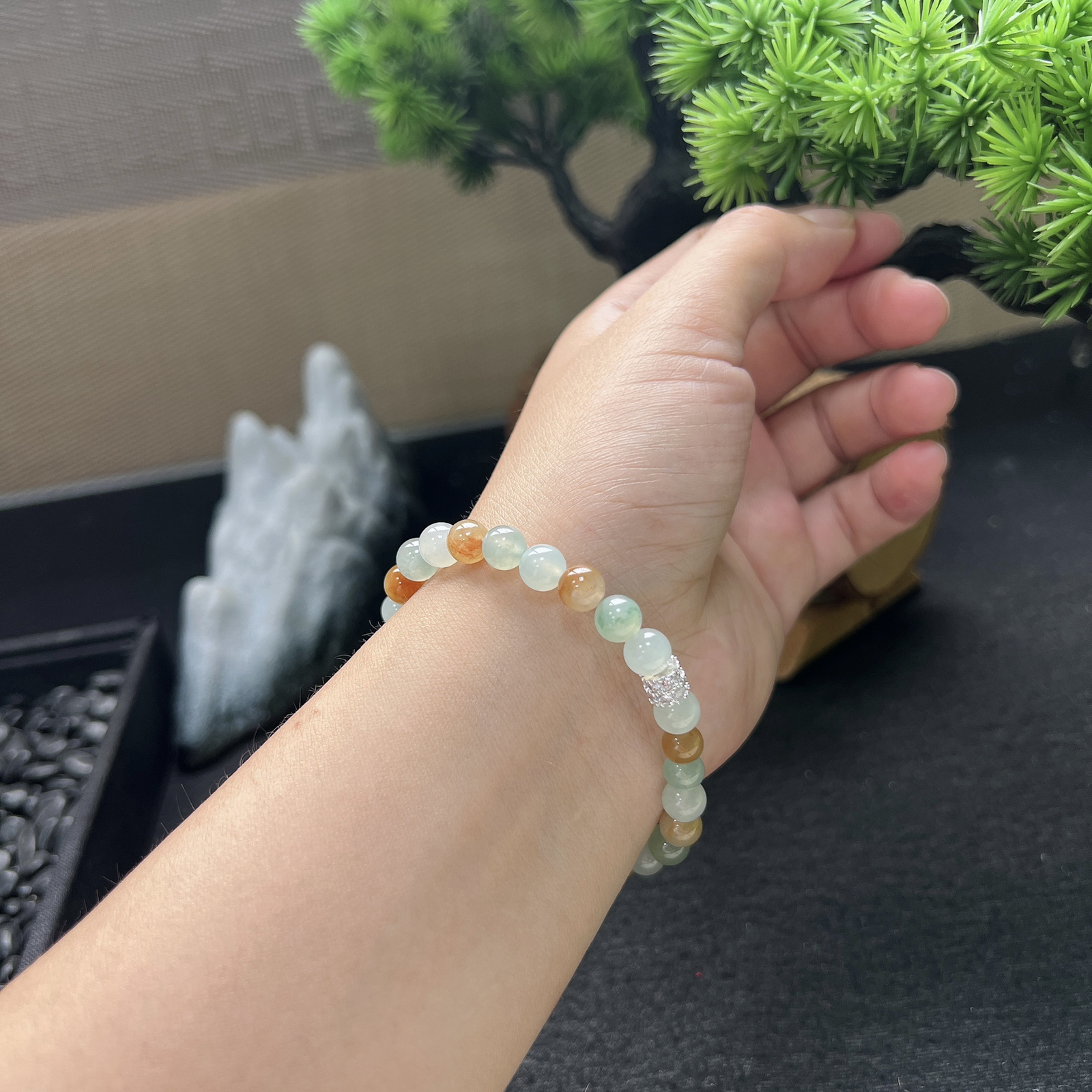 彩色珠子翡翠手链