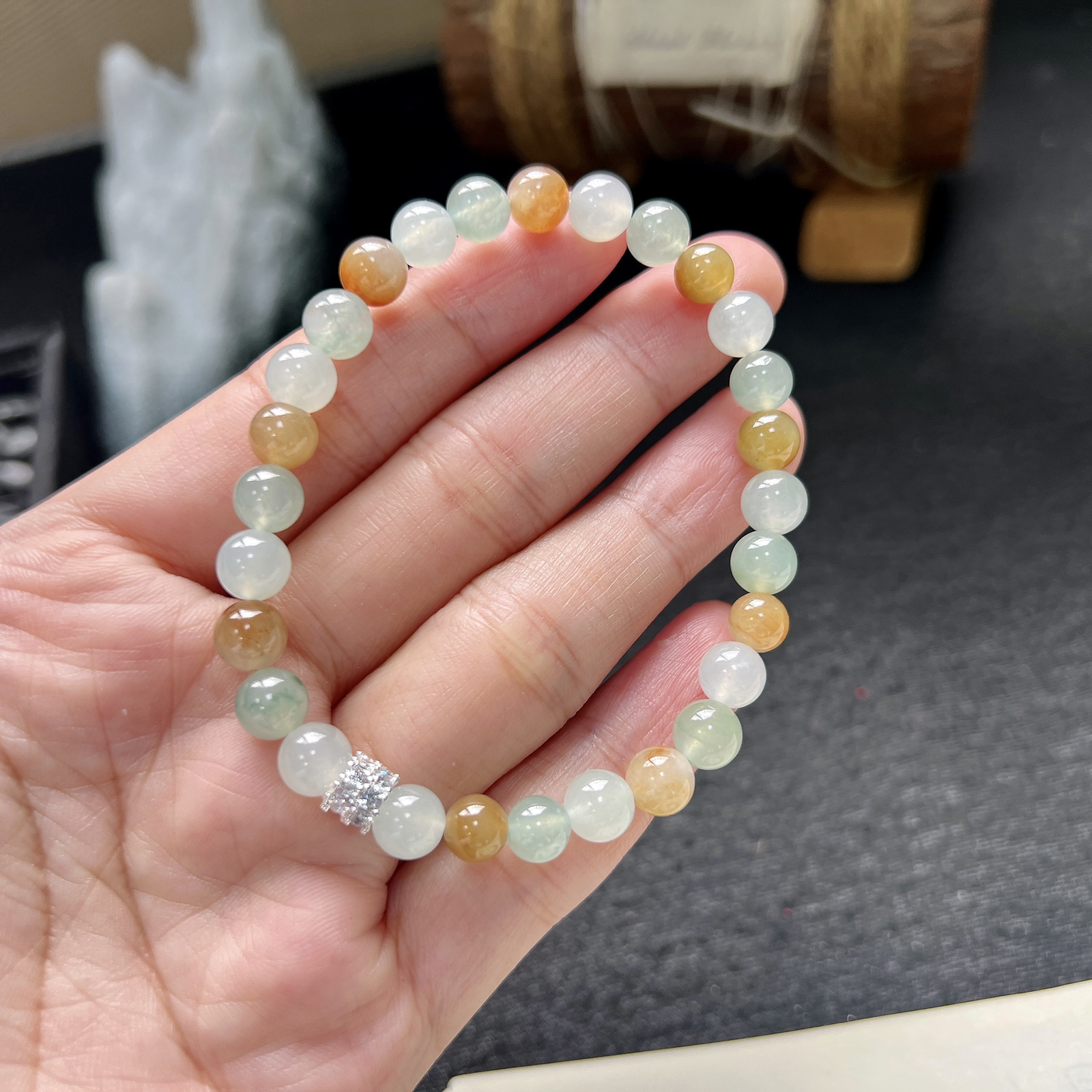 彩色珠子翡翠手链