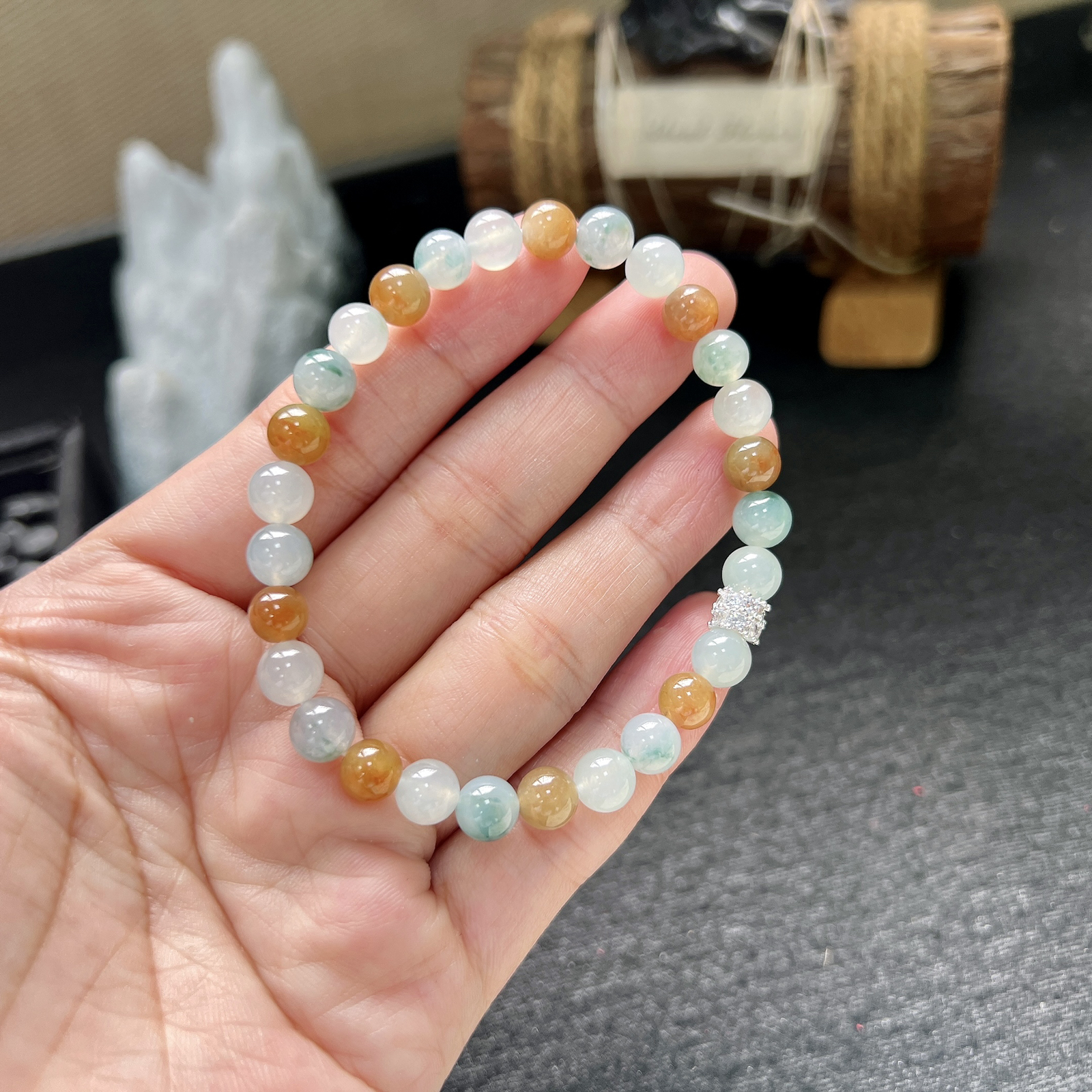 彩色珠子翡翠手链