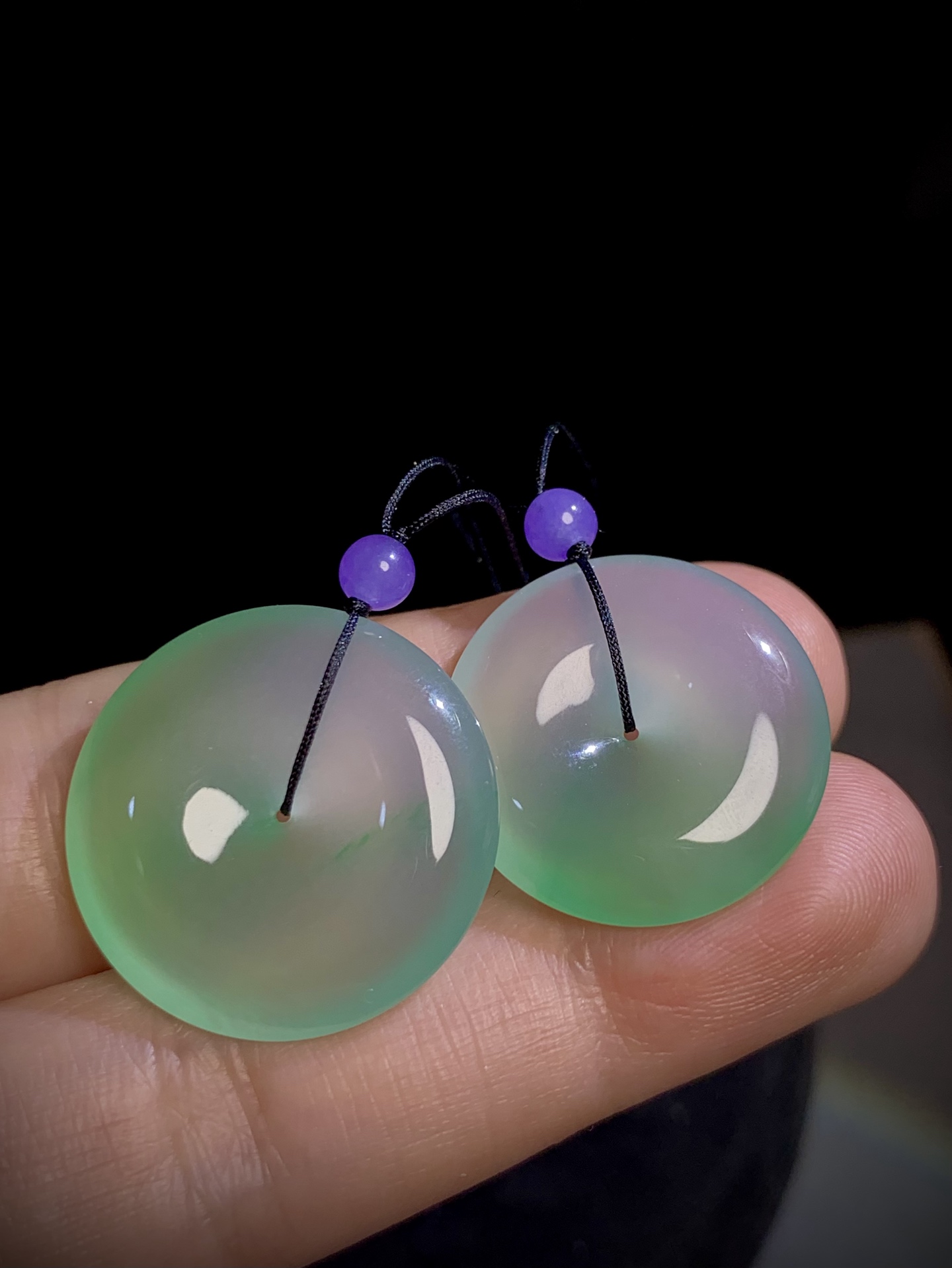 ️ 冰纯高品质平安扣，23.8/4.8mm，5.3g，22.2/4.5mm，4.5g，一对