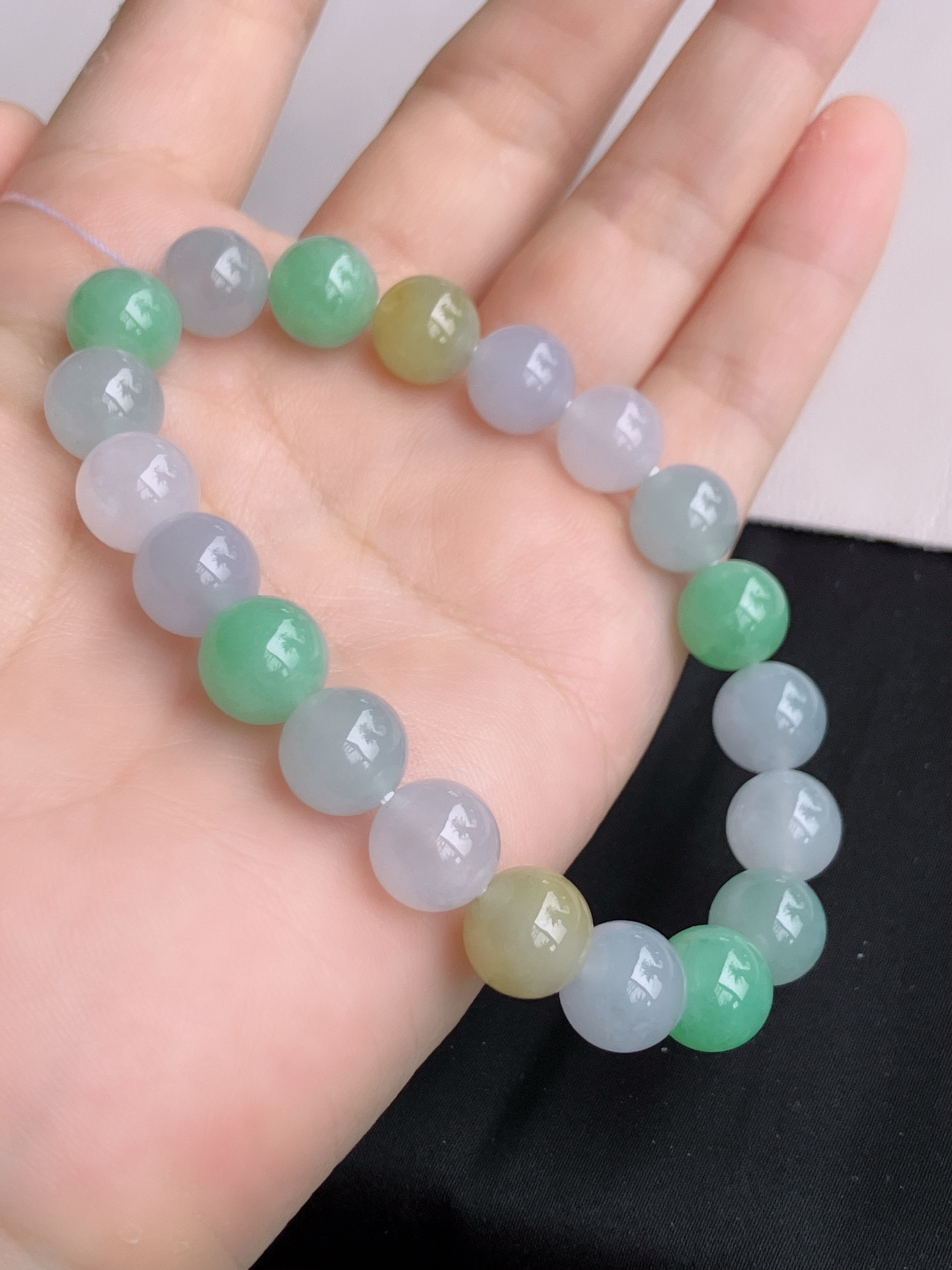 ️，三彩手链，晶莹剔透，尺寸10，自然光实拍