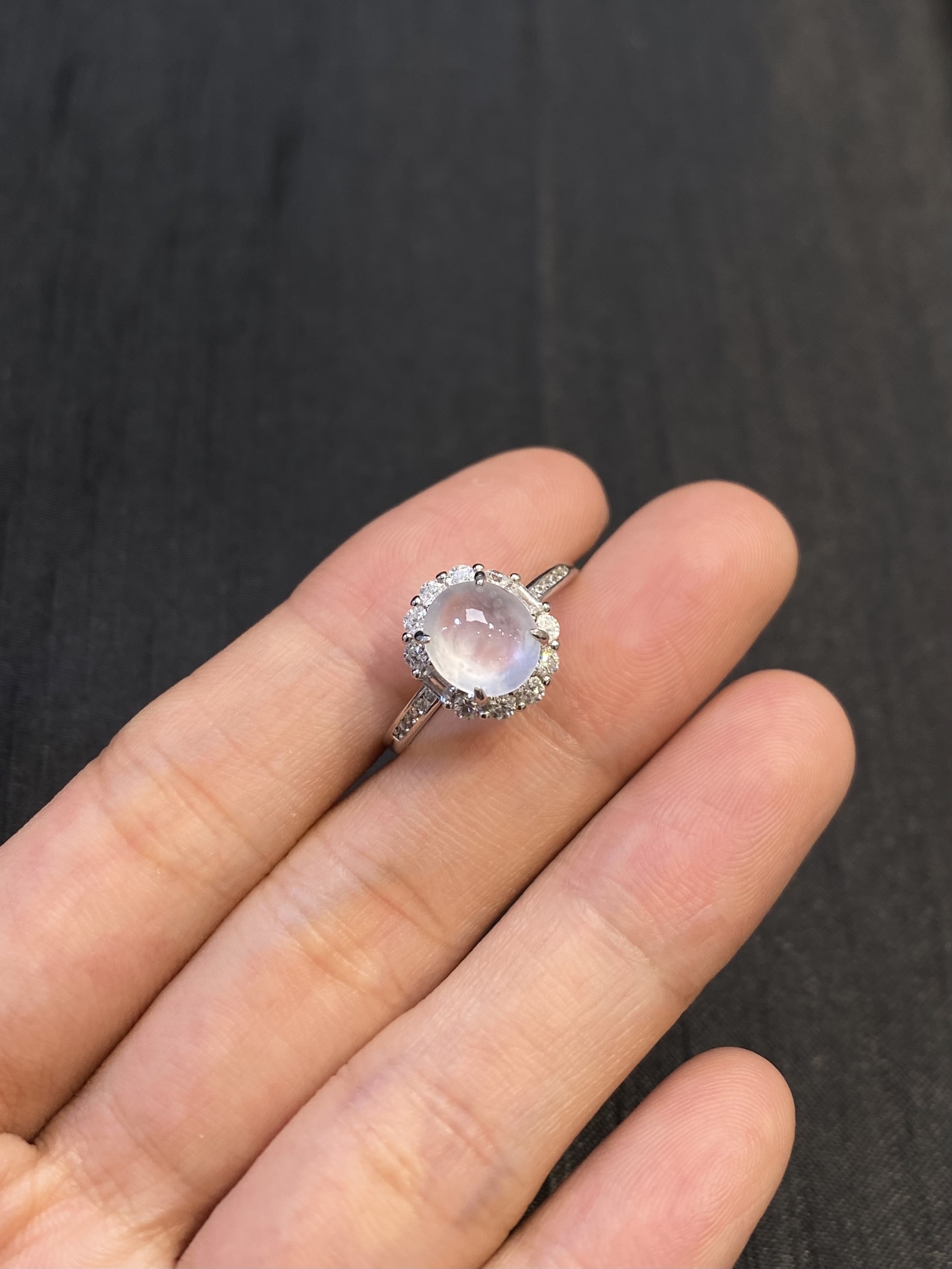 福利 不议 冰种蛋面戒指·银 裸 8.3-7.4-3.6mm