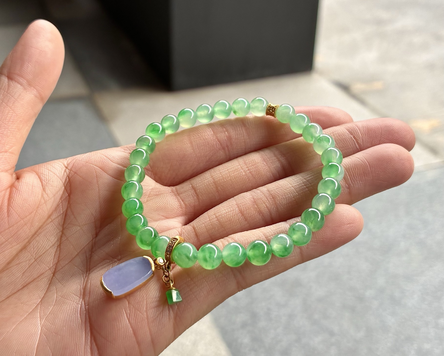 ️ 冰绿珠串🫧玉质细腻，润丽亮泽，珠6/5.6，共30颗