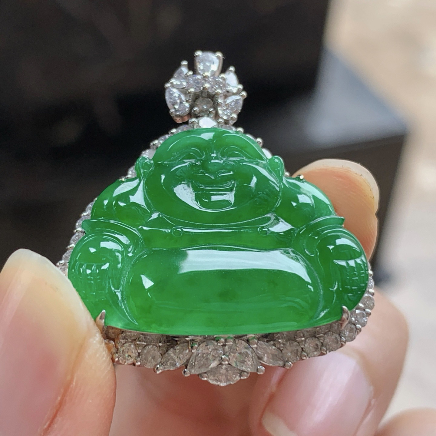 金钻镶嵌辣绿色佛公^_^鲜艳