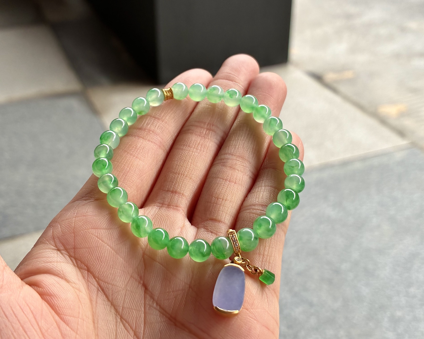️ 冰绿珠串🫧玉质细腻，润丽亮泽，珠6/5.6，共30颗