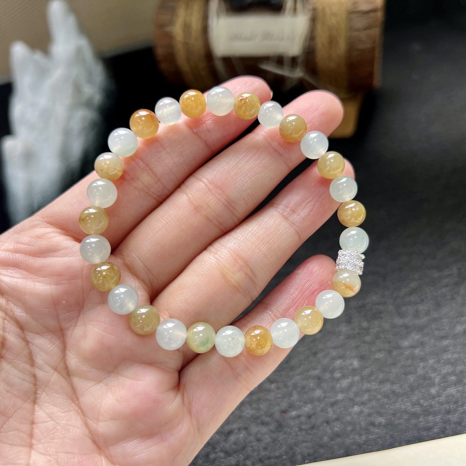 彩色珠子翡翠手链