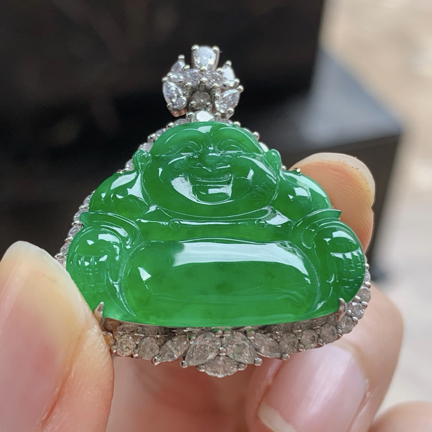 金钻镶嵌辣绿色佛公^_^鲜艳