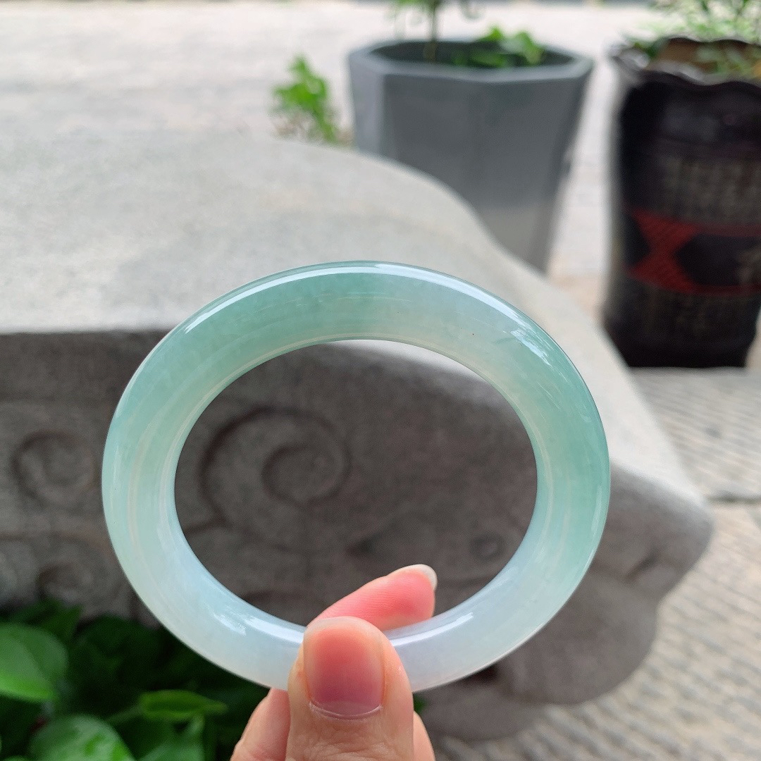 圈口 56-10.5【冰油绿圆条手镯】圆条56 57可戴