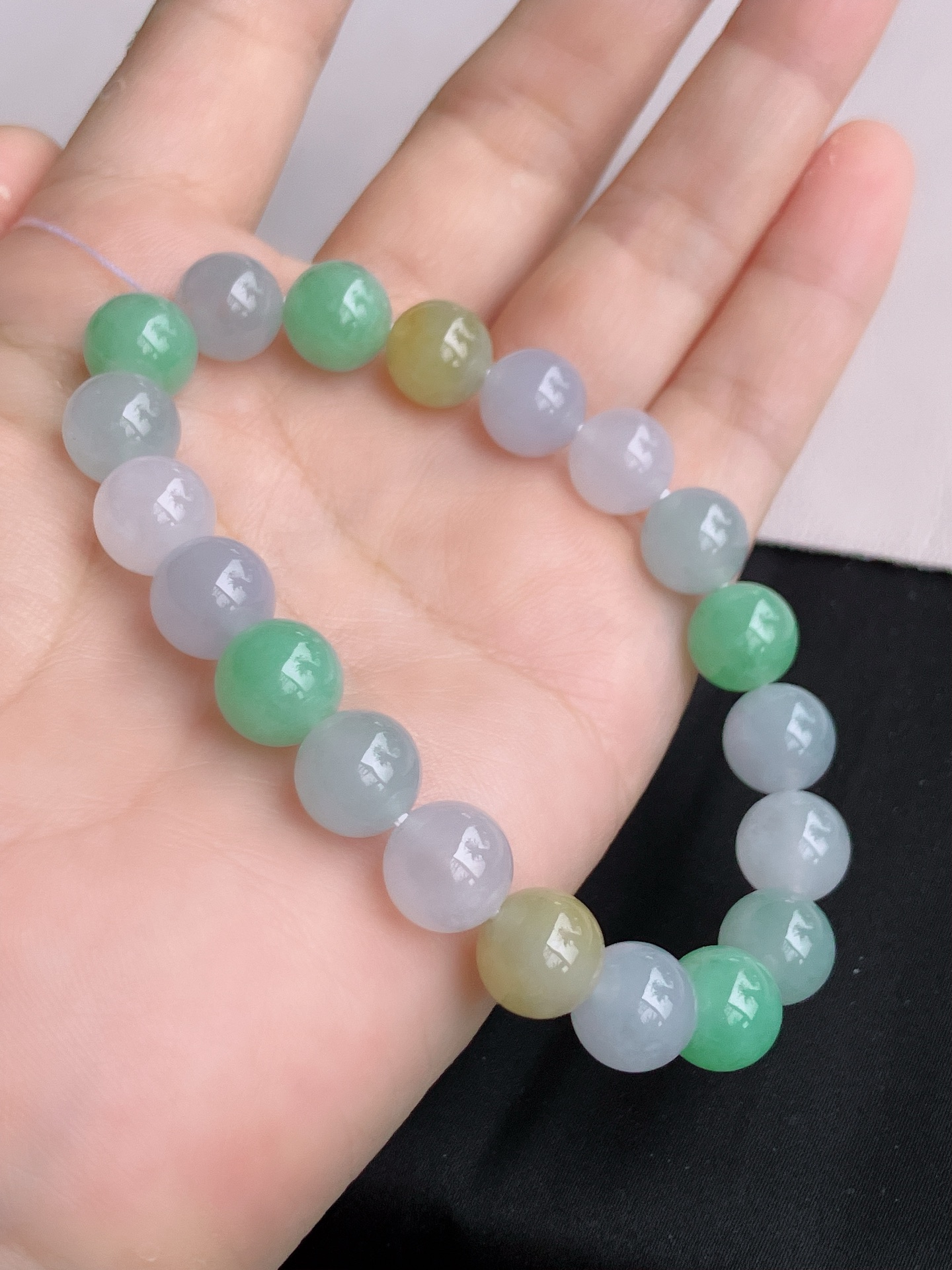 ️，三彩手链，晶莹剔透，尺寸10，自然光实拍