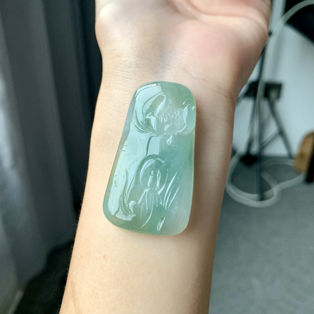 冰飘花悟道 细腻飘花 底子干净 尺寸48.4-27.7-7【C7785BDA】