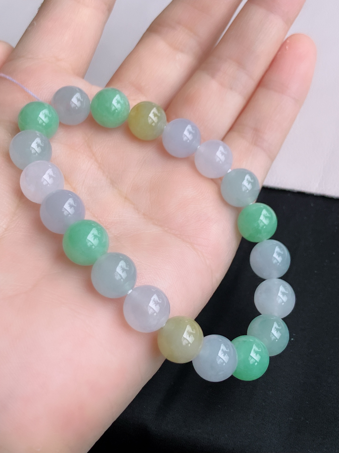 ️，三彩手链，晶莹剔透，尺寸10，自然光实拍