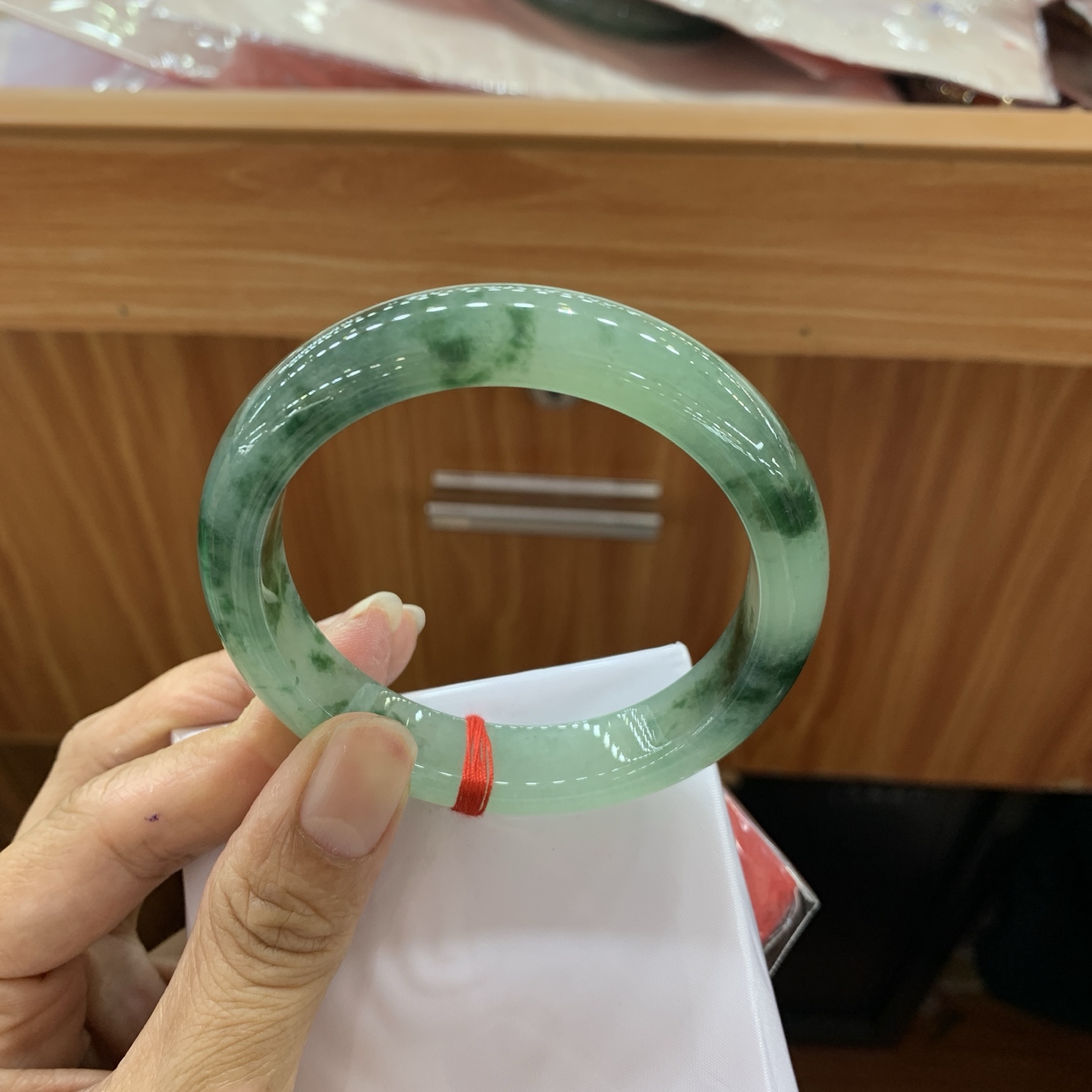 050820CK 冰飘花正圈翡翠手镯 56.6-12-8.2
