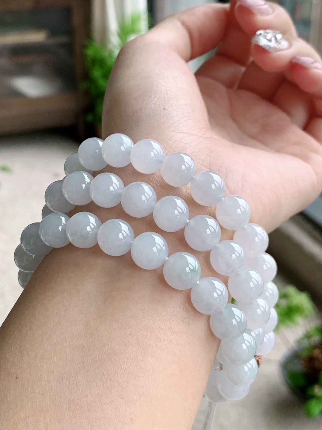 🫧白冰珠链圆珠子珠链 说明 性比高 尺寸 9.8mm，32cm 重量 110克 不议