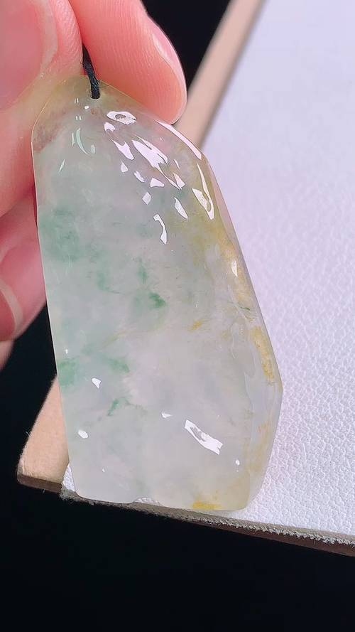 ️冰黄飘花原石，无裂,尺寸:40.2-20.7-6.0mm 5