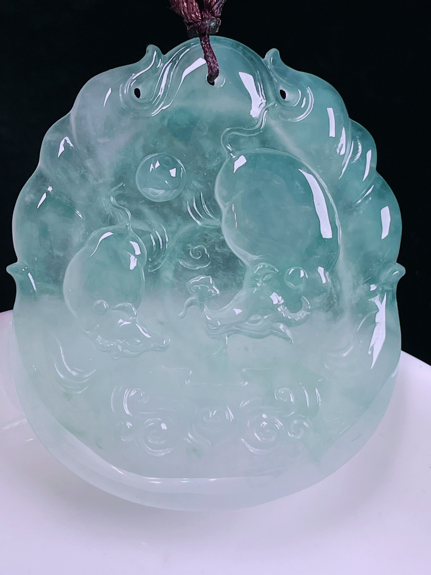 ️冰种牛牌，老种起光，细底通透，尺寸：49.4/42/5.8mm0509