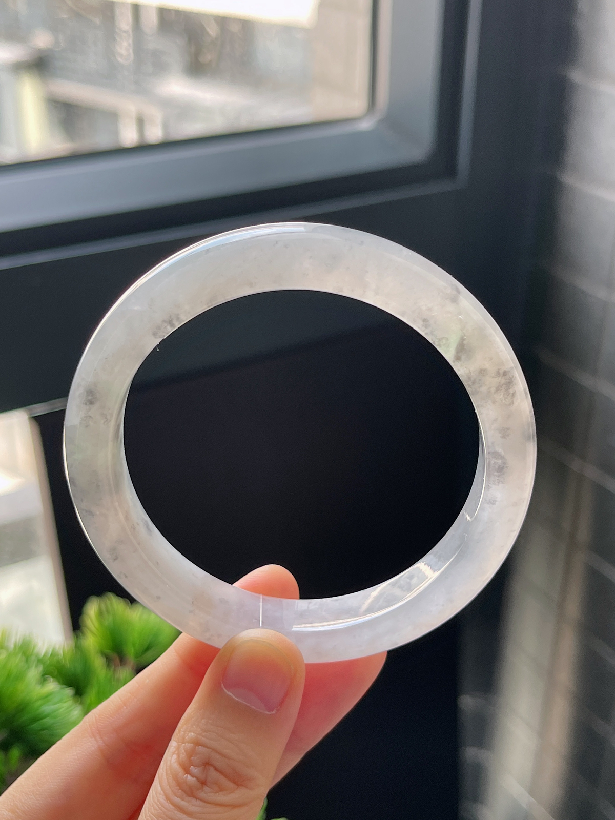正圈58圈口，翡翠冰糯种乌鸡手镯