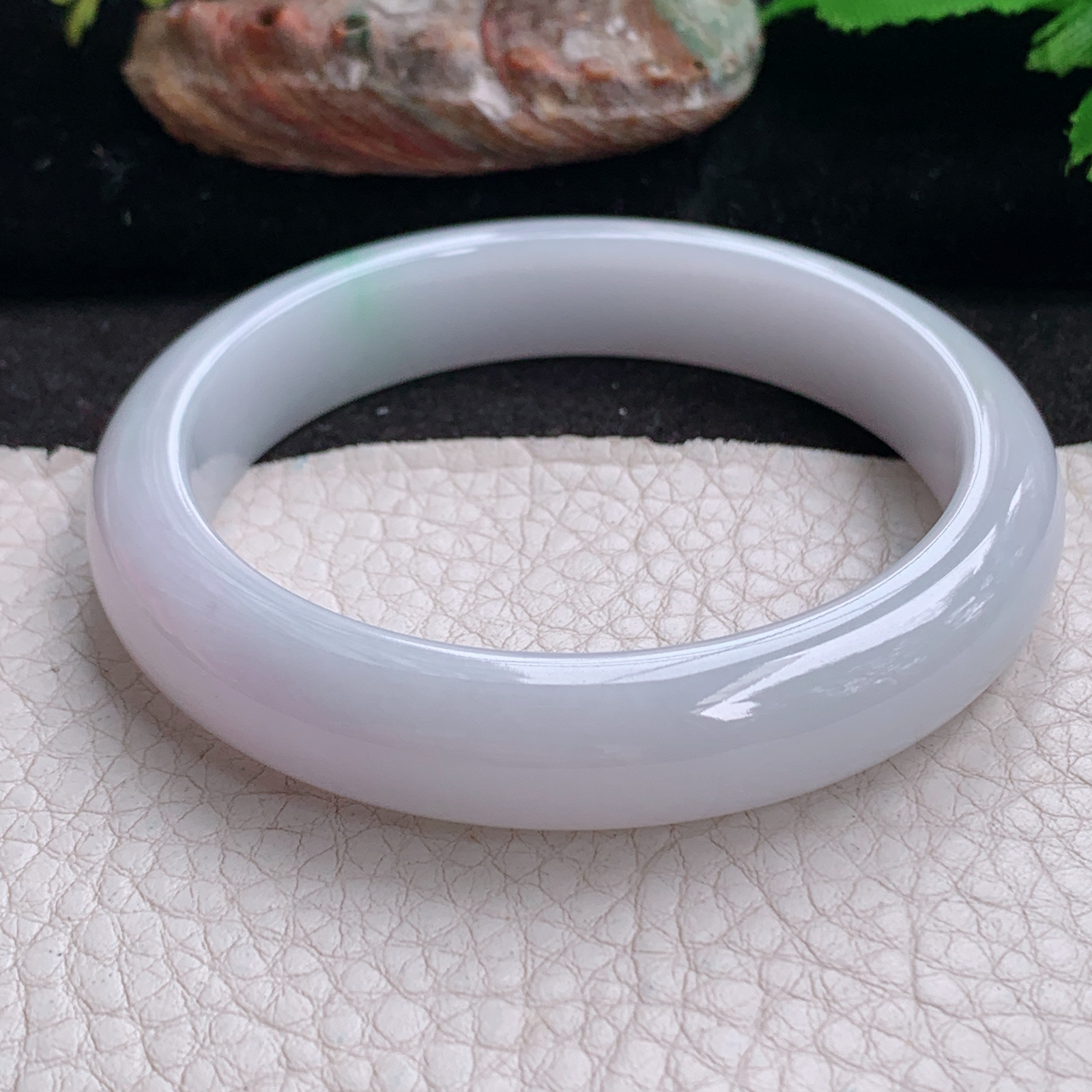 ee实拍555*11.4*7.8平安镯 缅甸翡翠玉手镯水润淡紫底飘花正圈玉手环