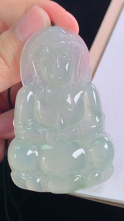 冰种观音，无裂，尺寸:55.2-35.2-5.0mm 6