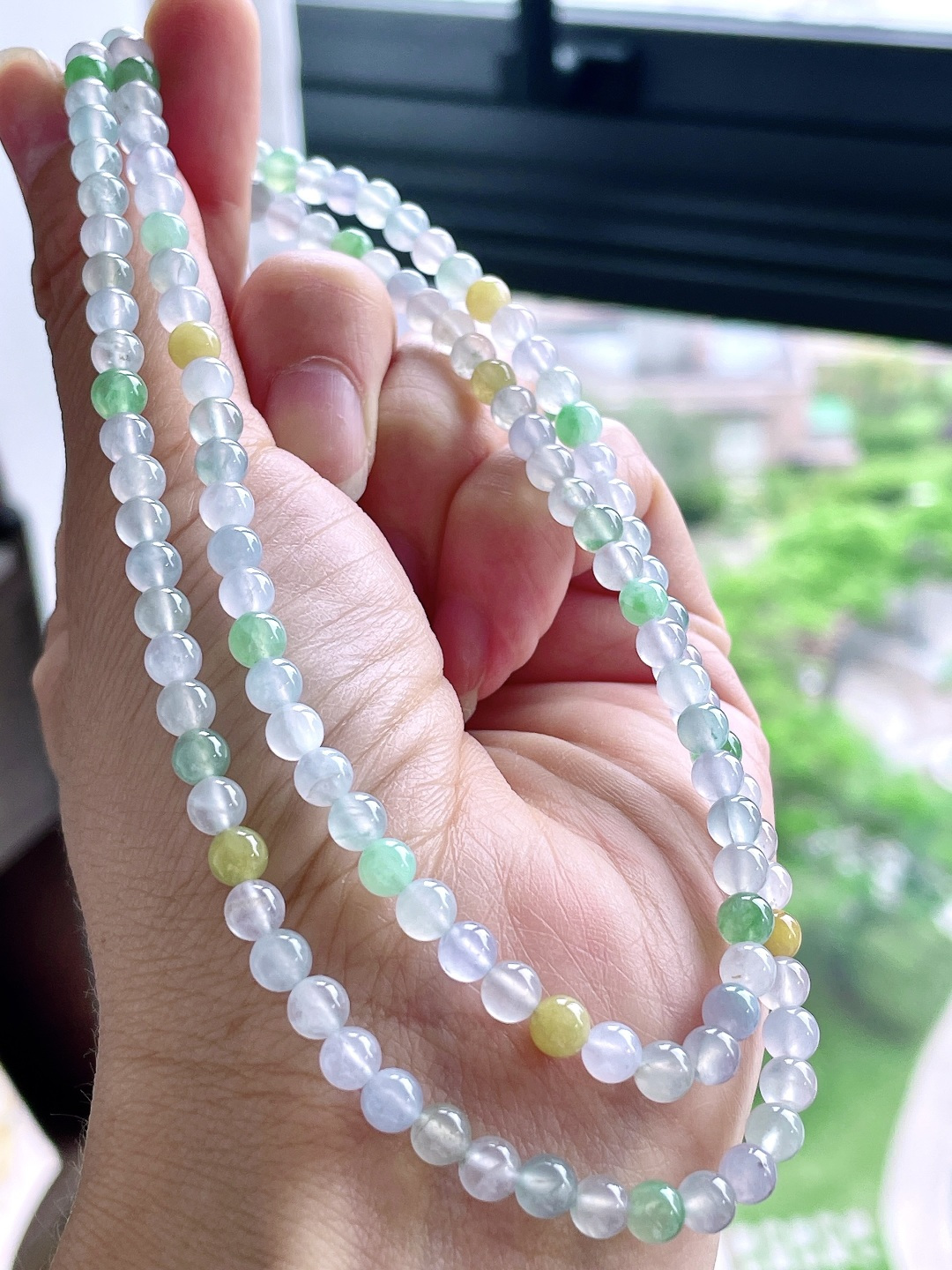 【珠子】冰多宝珠链圆珠珠子珠链【说明】缅甸 性比高【尺寸】5mm，36cm【重量】29.6克