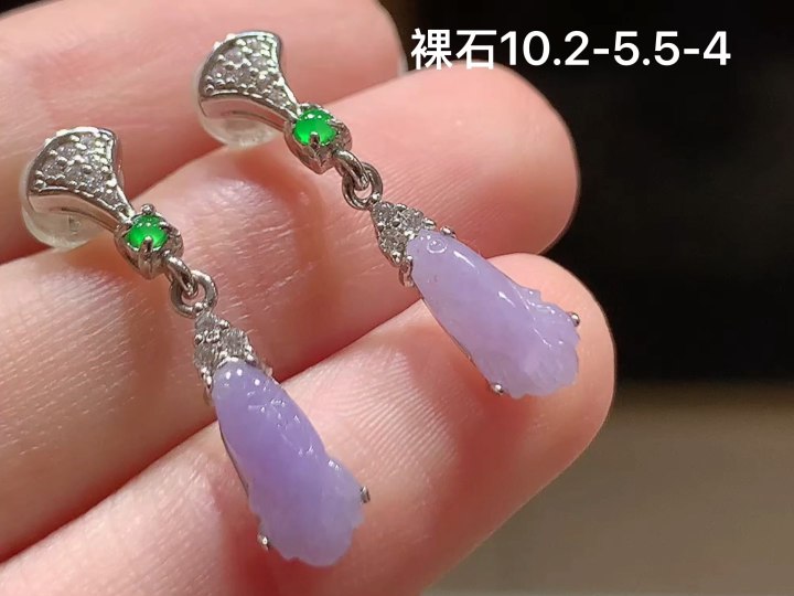 ️ 银镶冰紫年年有余耳坠无裂,尺寸 10.2-5.5-4