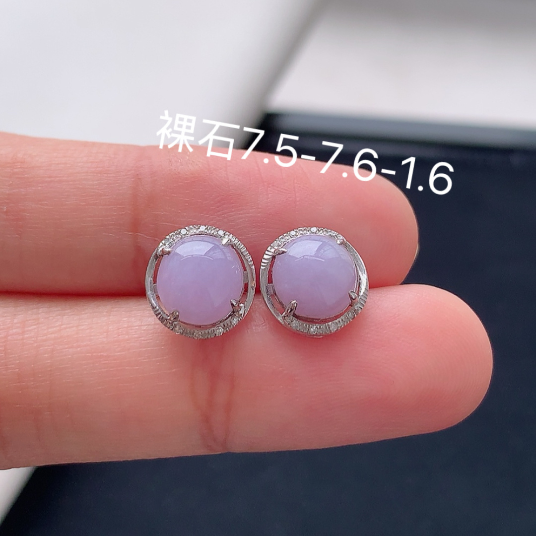 超值 4000 耳钉   种水好  冰润通透  上耳优雅迷人 货号25509，7.5-7.6-1.