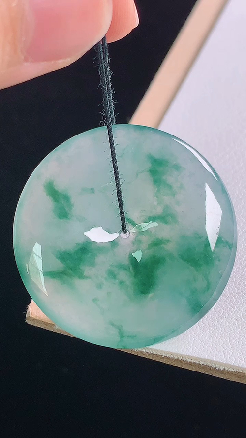冰飘花平安扣，无裂，尺寸:34.4-5.8mm 6