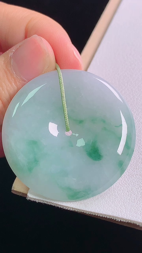 冰飘花平安扣，无裂，尺寸:37.6-6.3mm 5
