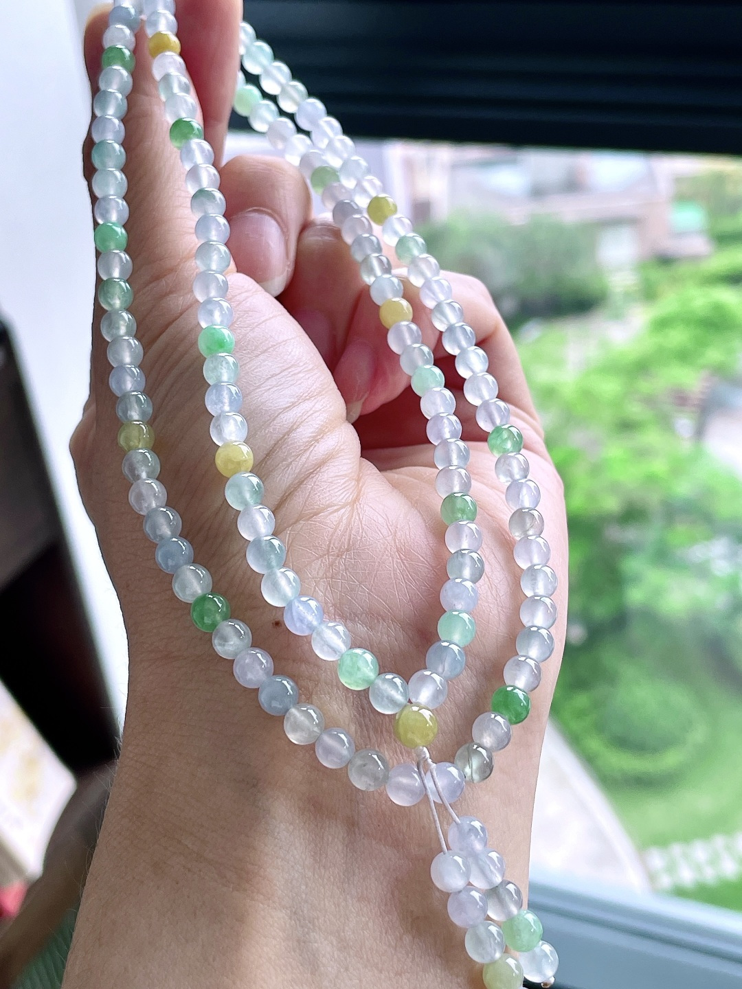 【珠子】冰多宝珠链圆珠珠子珠链【说明】缅甸 性比高【尺寸】5mm，36cm【重量】29.6克