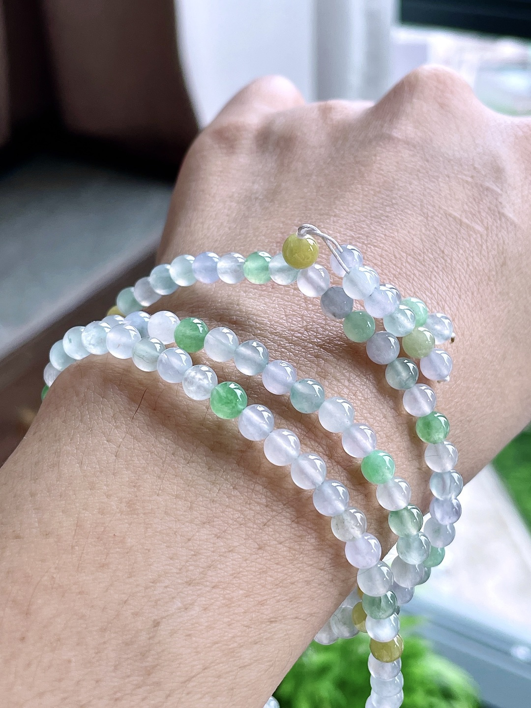 【珠子】冰多宝珠链圆珠珠子珠链【说明】缅甸 性比高【尺寸】5mm，36cm【重量】29.6克