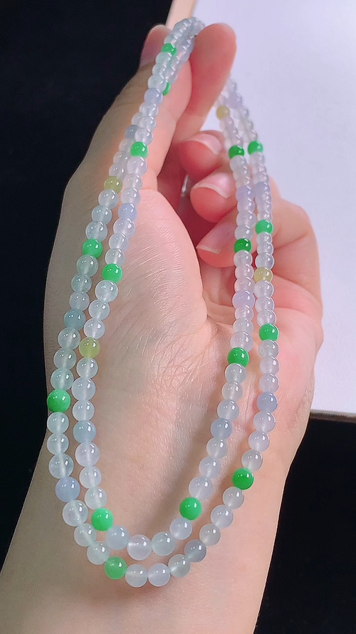 ️三彩项链，，尺寸:4.1-4.1mm 6