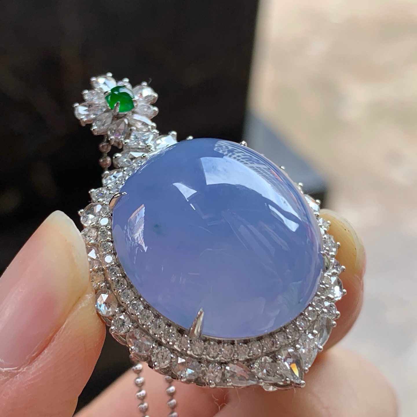 金钻镶嵌紫色大吊坠^_^鲜艳 玉质温润