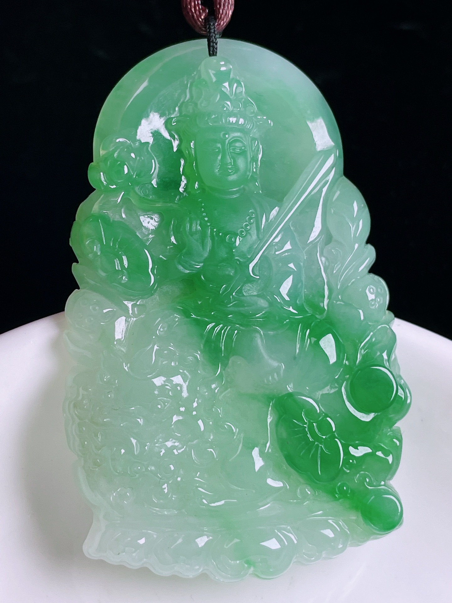️飘绿观音，老种起光，细底通透，尺寸：57.4/37/6mm0512