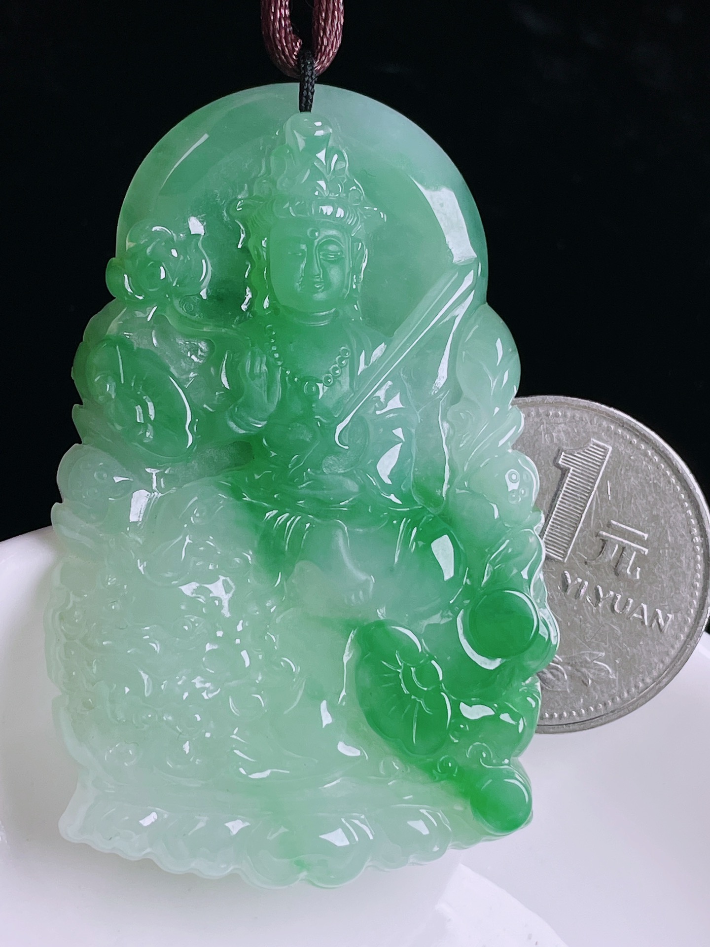 ️飘绿观音，老种起光，细底通透，尺寸：57.4/37/6mm0512