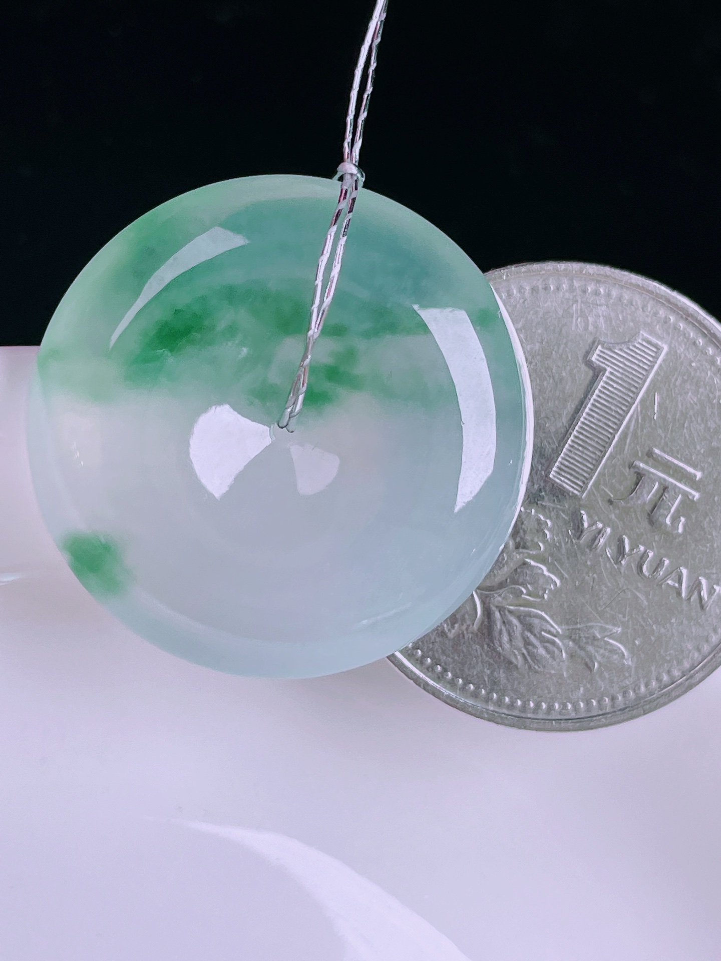 ️冰种平安扣，老种起光，细底通透，尺寸：25.4/6.7mm0512