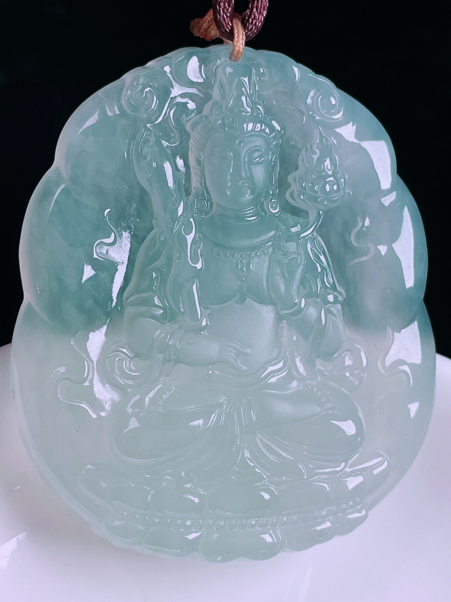 ️冰种观音，老种起光，细底通透，无裂，尺寸：50.3/42.8/6.4mm0512