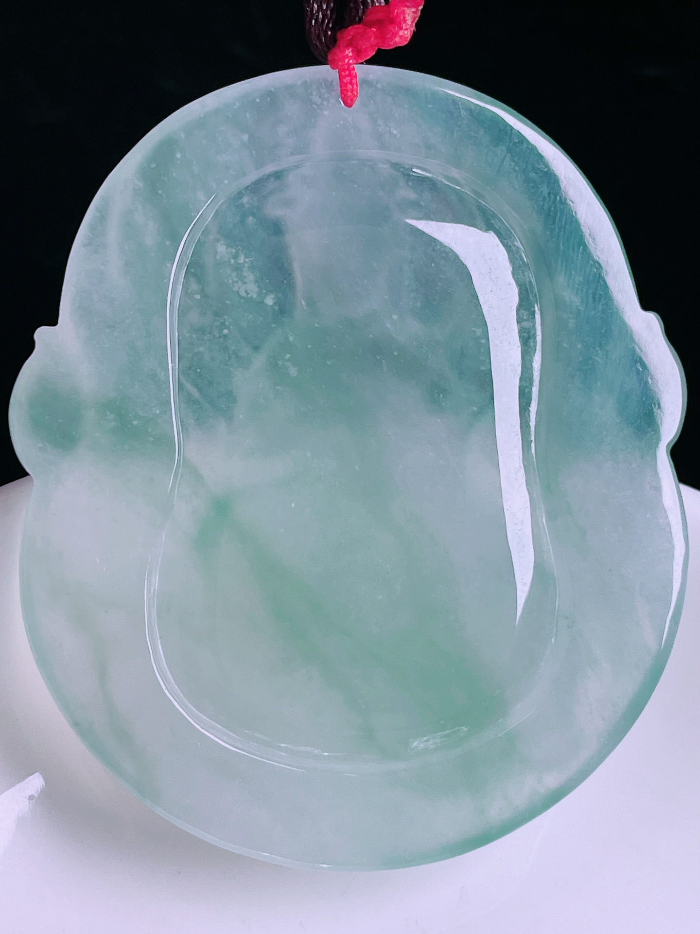 ️冰种观音，老种起光，细底通透，尺寸：50/44.5/5.8mm0512