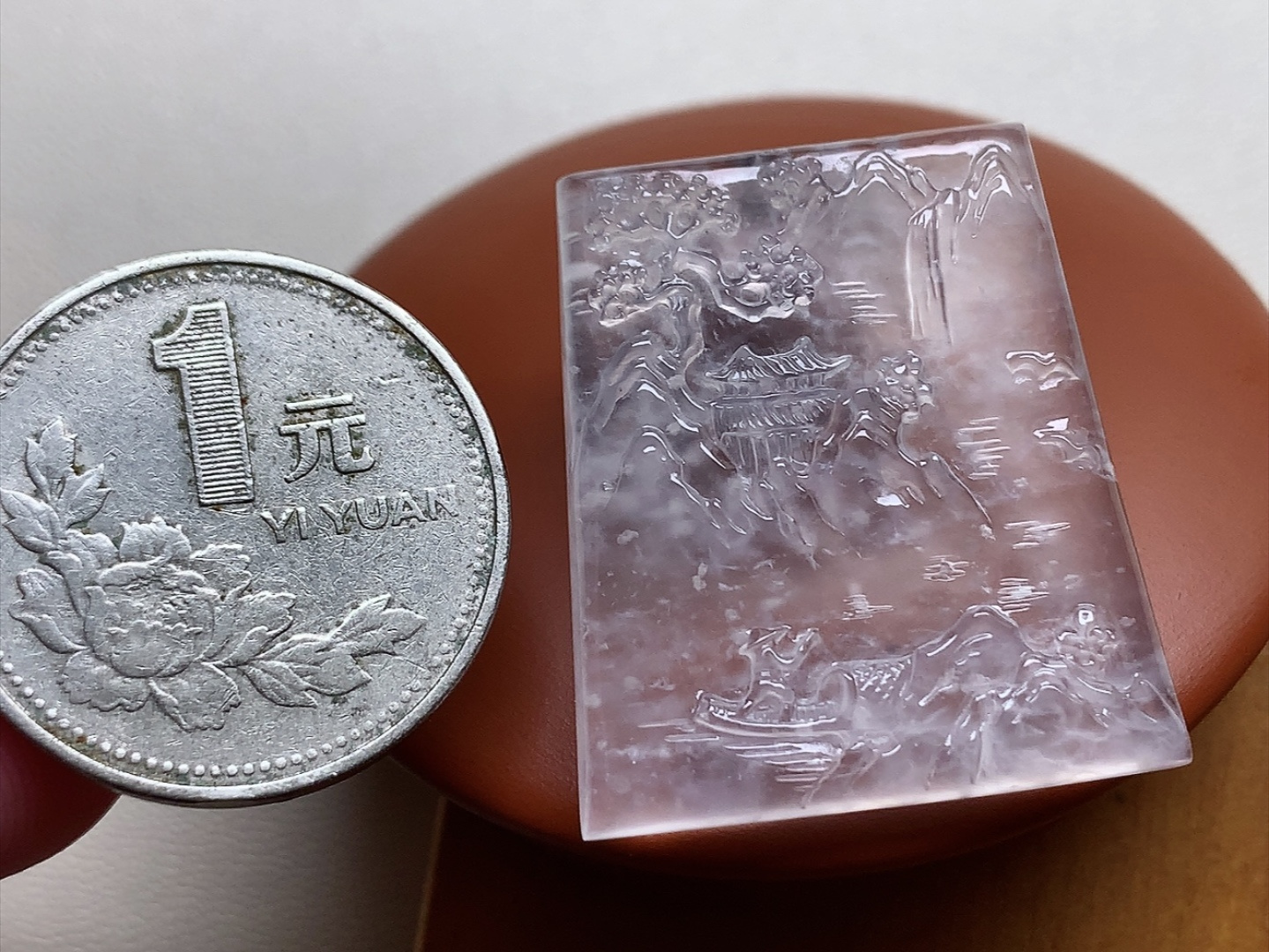 ️ 玻璃种木那山水牌 种水，白皙透亮，尺寸31*27.3*5