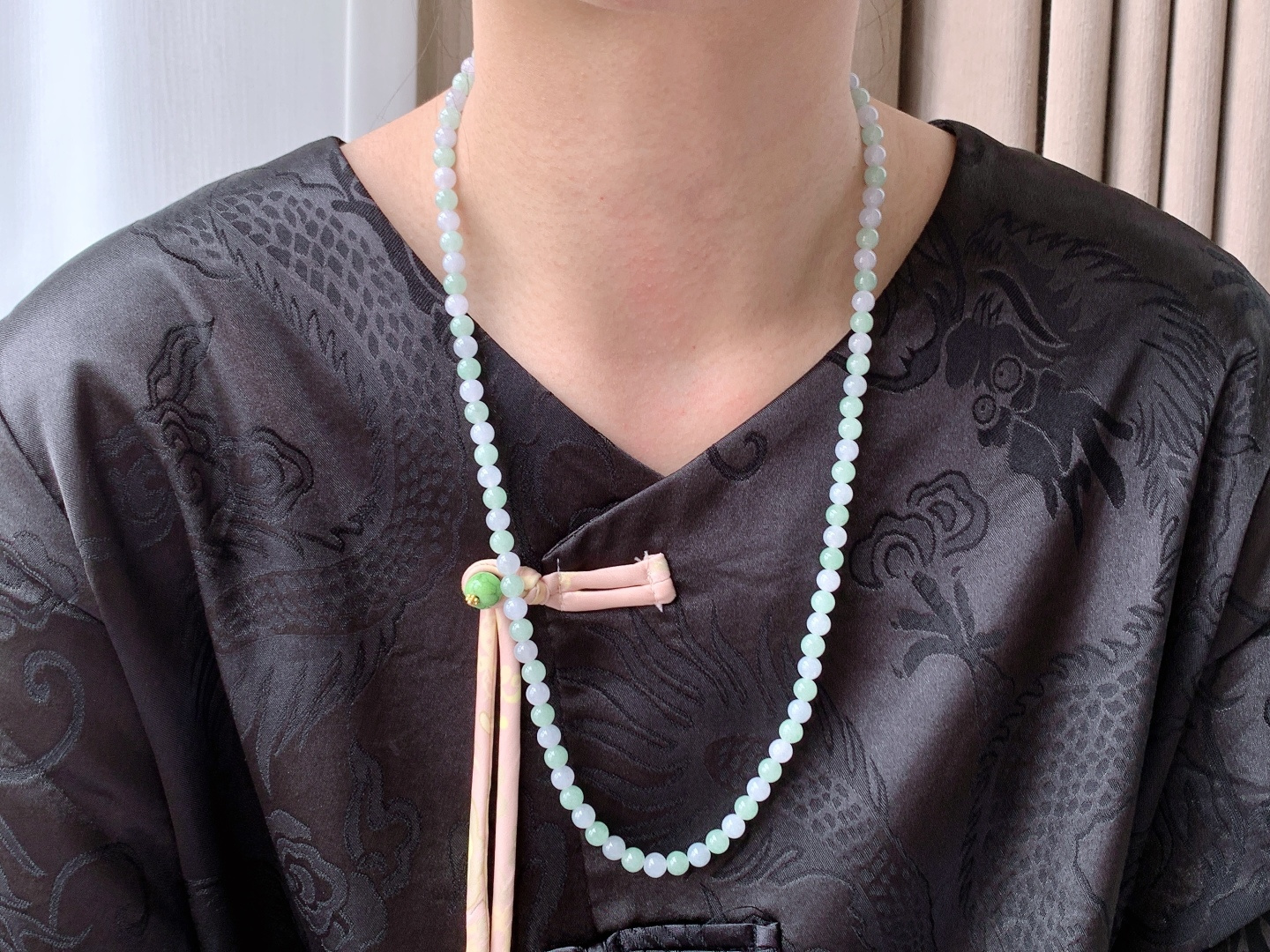 珠子 冰双彩珠链圆珠子珠链 说明 缅料 性比高 尺寸6.7mm，33cm 重量54.2克
