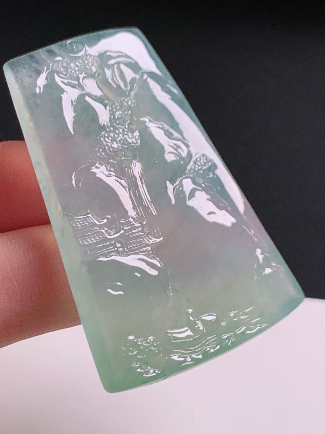 ️ 冰种山水牌挂件，山水意境，前程锦绣 裸石51.6-33.6-6.3 080510