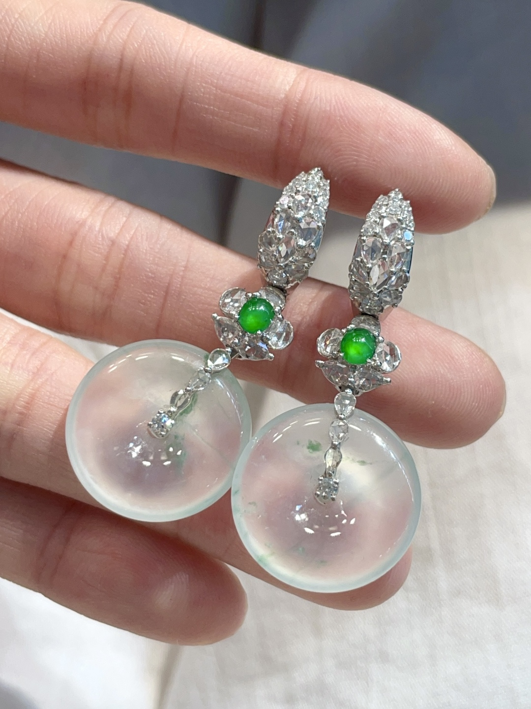 ️可收藏的品 玻璃种平安扣耳环•耳畔平安意～，19.8-4.5