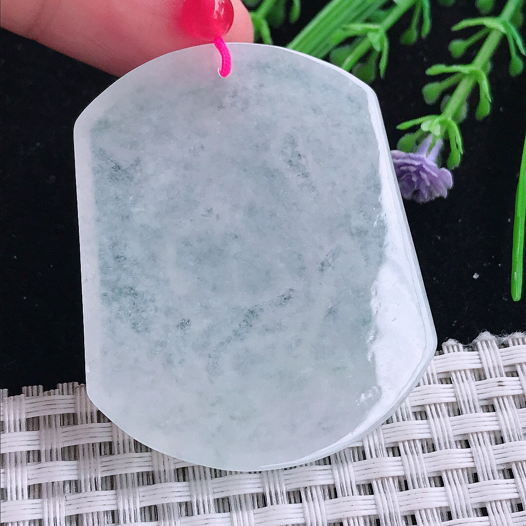 实拍A货翡翠50/41.5/5.7老坑冰透起胶马上有钱马牌吊坠翡翠玉牌挂件
