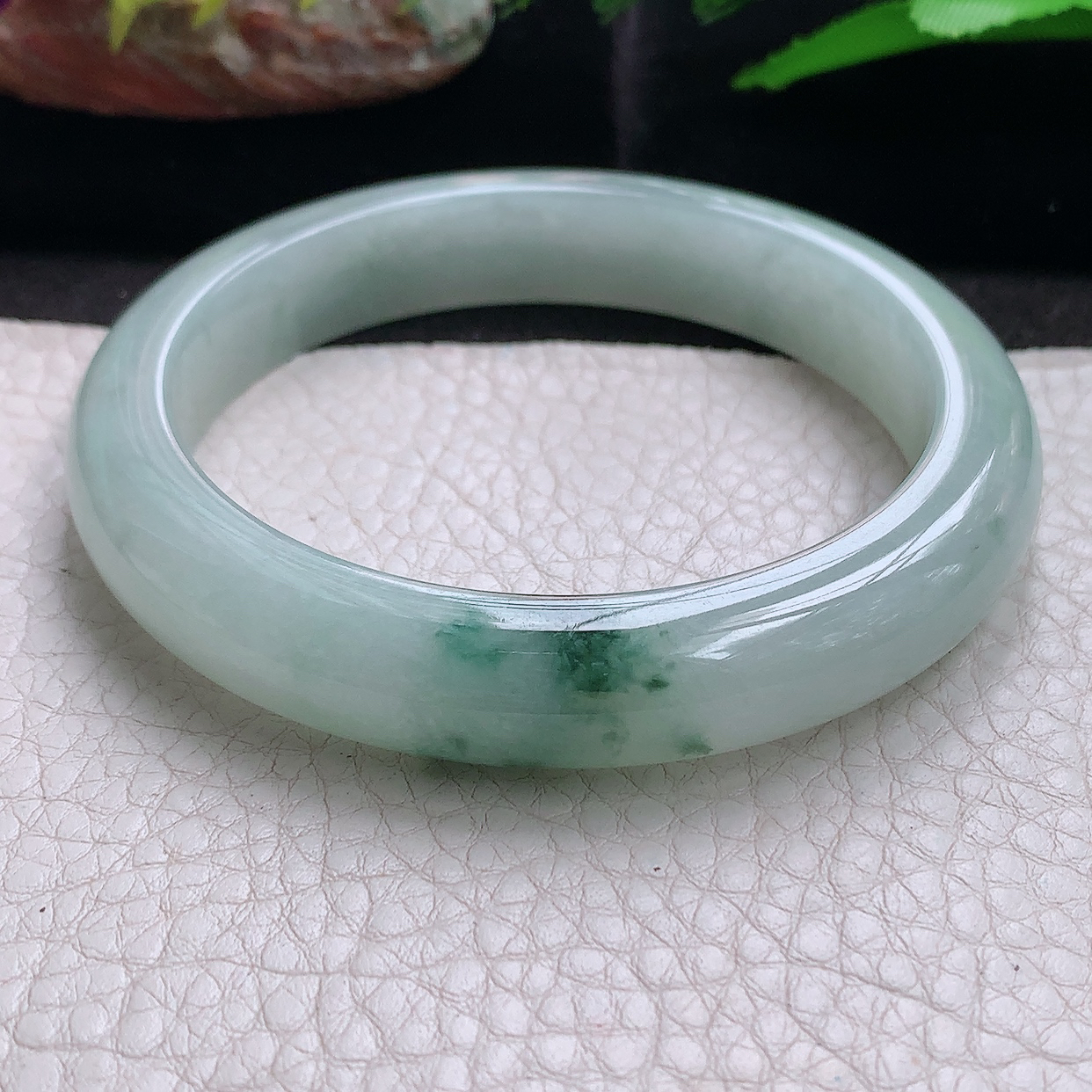 fl大圈口60*12.5*9平安镯 缅甸翡翠a货玉手镯冰飘花正圈玉手环