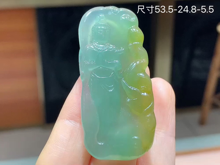 ️ 冰黄翡观音,老坑冰透 种老水足 水润光泽,性比高 无裂,尺寸看图